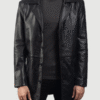 Men’s Classmith Black Leather Coat - Image 2