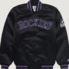 Men’s Colorado Rockies Classic Black Satin Varsity Jacket