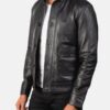 Men’s Columbus Black Leather Bomber Jacket - Image 2