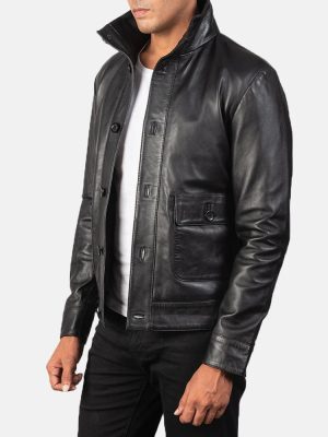 Men’s Columbus Black Leather Bomber Jacket