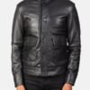 Men’s Columbus Black Leather Bomber Jacket