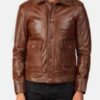 Men’s Columbus Brown Leather Bomber Jacket