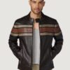 Men’s Dale Retro Striped Black Leather Jacket