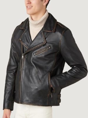 Men’s Davis Moto Cow Rub Off Black Jacket