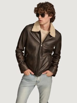 Men’s Dean Zip Up Brown With Shirt Collar