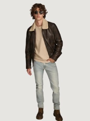 Men’s Dean Zip Up Brown With Shirt Collar