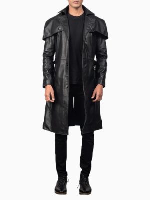 Men’s Deux Black Leather Duster
