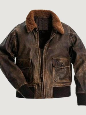 Men’s Distressed Brown Flight Bomber Jacket