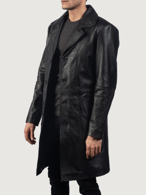 Men’s Don Long Black Leather Coat