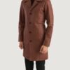 Men’s Don Long Brown Leather Coat - Image 2