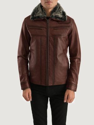 Men’s Evan Hart Fur Brown Leather Jacket