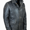 Men’s Falcon Knight Vintage Leather Jacket On Buttons Black