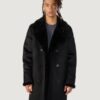 Men’s Faux Shearling Black Car Coat