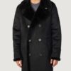 Men’s Faux Shearling Black Car Coat - Image 2