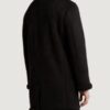 Men’s Faux Shearling Lined Black Double-Breasted Overcoat - Image 2