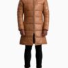 Men’s Floyd Tan Hooded Leather Puffer Coat