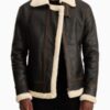 Men’s Francis B-3 Brown & Cream Leather Bomber Jacket - Image 2