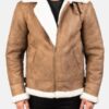 Men’s Francis B-3 Distressed Brown Leather Bomber Jacket - Image 2