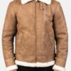 Men’s Francis B-3 Distressed Brown Leather Bomber Jacket