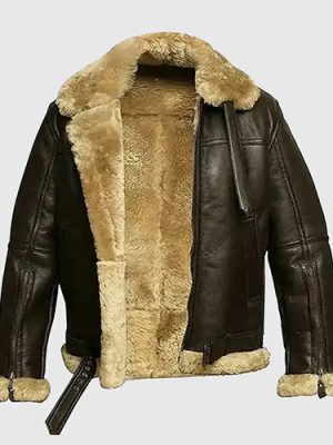 Men’s Fur Aviator Flying Pilot Bomber Brown Jacket