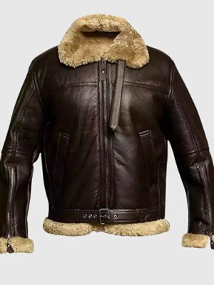 Men’s Fur Aviator Flying Pilot Bomber Brown Jacket