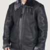 Men’s Genuine Sheepskin Leather B3 Flying Aviator Vintage Black Teddy Sheep Fur