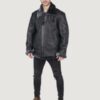 Men’s Genuine Sheepskin Leather B3 Flying Aviator Vintage Black Teddy Sheep Fur - Image 2
