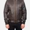Men’s Glen Street Brown Leather Bomber Jacket