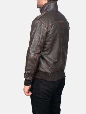 Men’s Glen Street Brown Leather Bomber Jacket