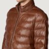 Men’s Glenn Distressed Leather Brown Puffer Jacket - Image 2