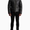 Men’s Gordon Black Hooded Leather Puffer Jacket