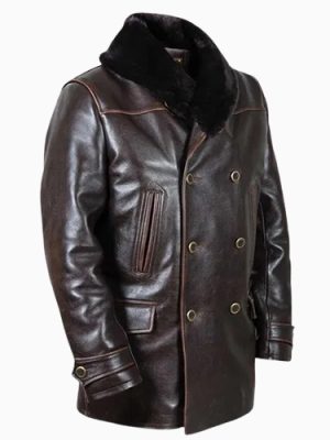 Men’s Great Western Winter Brown Leather Peacoat