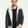 Men’s Grizzly Sheepskin Aviator Black Shearling Leather Jacket