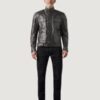 Men’s Hand Waxed Leather Black Brooklands Motorcycle Jacket - Image 2
