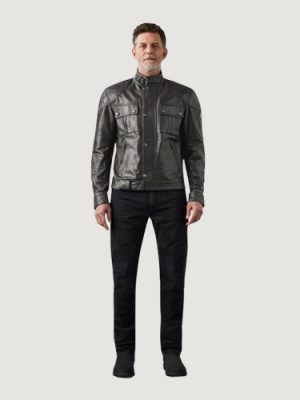 Men’s Hand Waxed Leather Black Brooklands Motorcycle Jacket