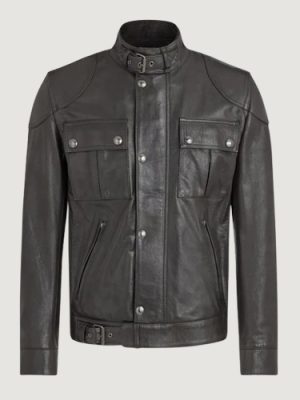 Men’s Hand Waxed Leather Black Gangster Jacket