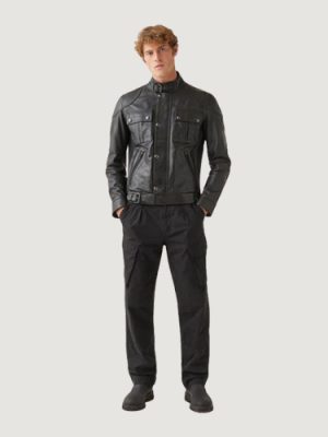 Men’s Hand Waxed Leather Black Gangster Jacket