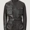 Men’s Hand Waxed Leather Black Trialmaster Motorcycle Jacket