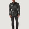 Men’s Hand Waxed Leather Black Trialmaster Motorcycle Jacket - Image 2