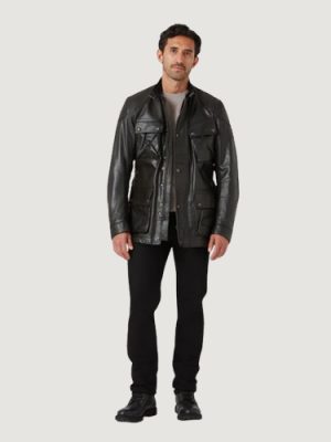 Men’s Hand Waxed Leather Black Trialmaster Panther Jacket