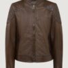 Men’s Hand Waxed Leather Brown Outlaw Jacket