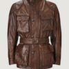 Men’s Hand Waxed Leather Brown Trialmaster Motorcycle Jacket