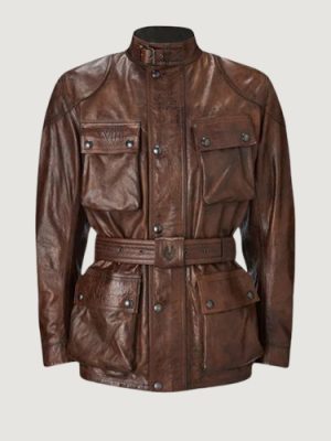 Men’s Hand Waxed Leather Brown Trialmaster Motorcycle Jacket