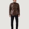 Men’s Hand Waxed Leather Brown Trialmaster Motorcycle Jacket - Image 2