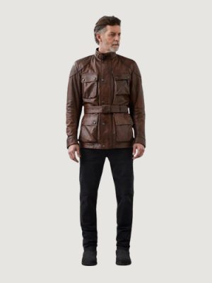 Men’s Hand Waxed Leather Brown Trialmaster Motorcycle Jacket