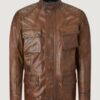 Men’s Hand Waxed Leather Brown Turner Motorcycle Jacket