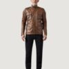 Men’s Hand Waxed Leather Brown Turner Motorcycle Jacket - Image 2