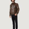 Men’s Hand Waxed Leather Brown Gangster Jacket - Image 2
