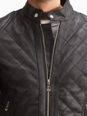 Men’s Henry Quilted Black Leather Jacket