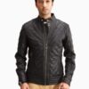 Men’s Henry Quilted Black Leather Jacket